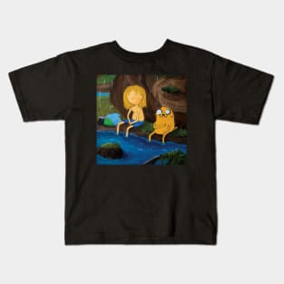 Finn and Jake - Moody Rainy Day Adventure Time Art Kids T-Shirt